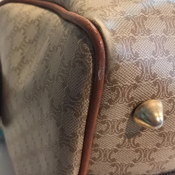 Celine Tan and Brown Satchel with Patterned Scarf - Picture 10 of 16